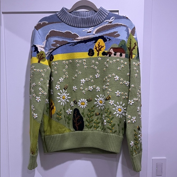 Yitai Summer Bloom Hand Embroidery Sweater NWT XS